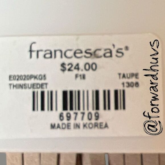 Francesca’s Gold Tone Triangle Taupe Suede Fringe Earrings - Picture 4 of 7